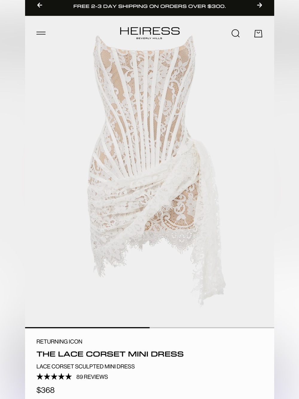Heiress White Lace Corset Mini Dress